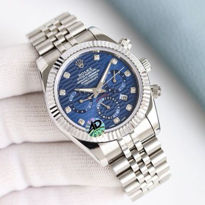 Rolex Daytona 9100 Movement 316L Steel 41mm SS Band Blue/Green Face Watch